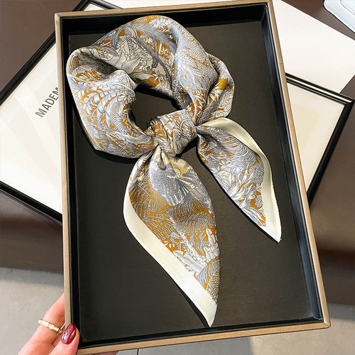 [Wholesale] Jungle Floral Silk Scarf 70 Square Scarf 100% Mulberry Silk Women's Versatile Spring and Autumn Mom Scarf