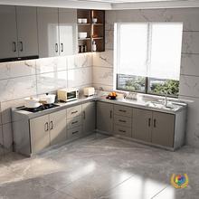 ✅304不锈钢橱柜加厚家用简易灶台一体加宽厨房组合柜餐边柜碗柜