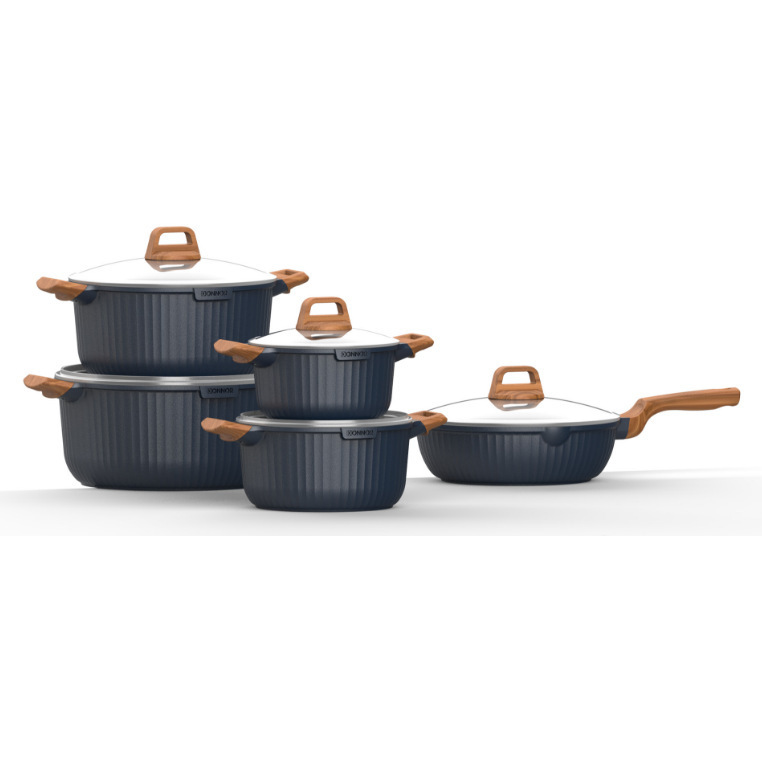 DONNOR 21 piezas de conjunto de cocinas de aluminio verticales antiadherentes, platas de mármol de aluminio