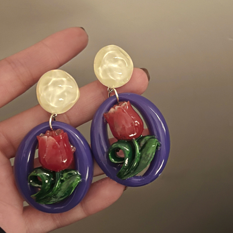 1 Pair Sweet Flower Plating Alloy Drop Earrings display picture 1