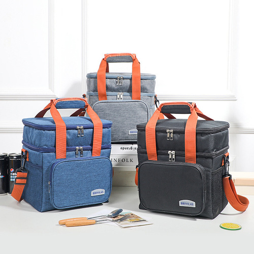 Double-layer Ice Pack Hand-held Lunch Bag Insulated Bag Outdoor Picnic Bag