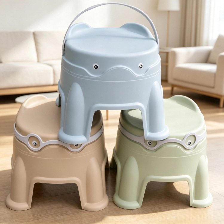 Thickened plastic portable stool, children's cartoon non-slip bath stool, shoe-changing stool, adult coffee table low stool