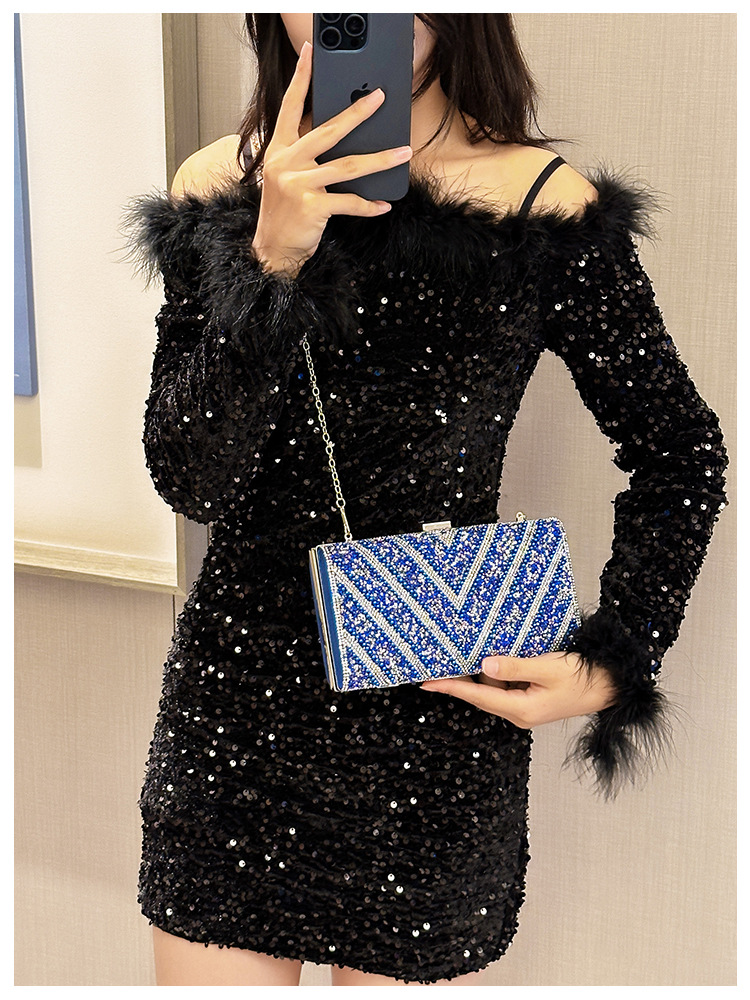 2025 Cross-border new dinner bag, European and American women's handbag, diamond-encrusted banquet clutch, evening dress bag, women's bag undefined