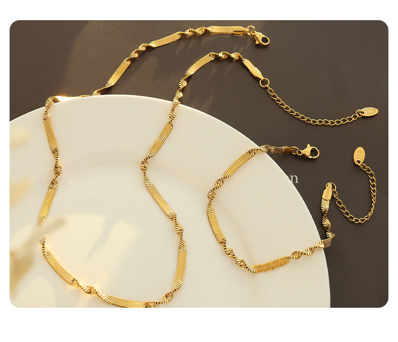 Retro Geometric Titanium Steel Plating Bracelets Necklace