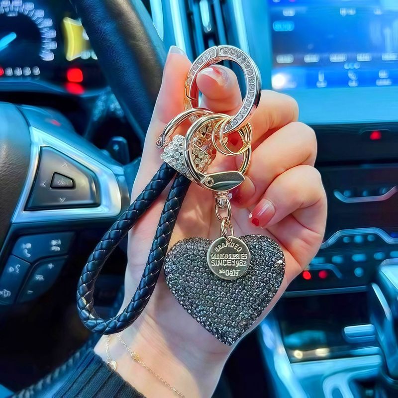 可爱少女爱心陶泥带钻钥匙扣情侣心形挂件网红钥匙链包包时尚挂饰|undefined