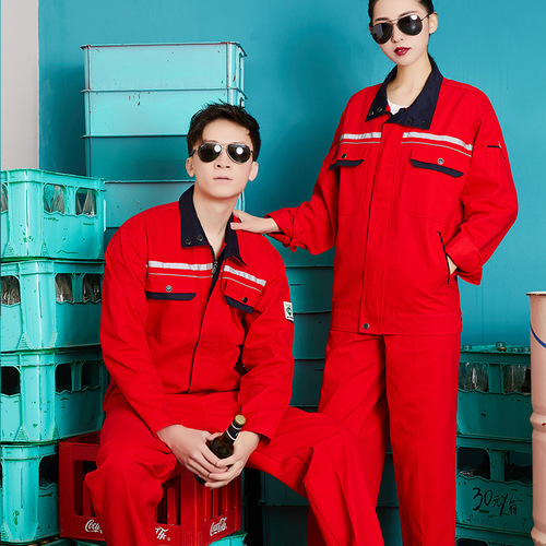 Wholesale Pure Cotton Workwear Set for Men: Spring & Autumn Long-Sleeve Safety Clothing, Reflective and Abrasion-Resistant Auto Repair Gear with Customizable Logo Printing