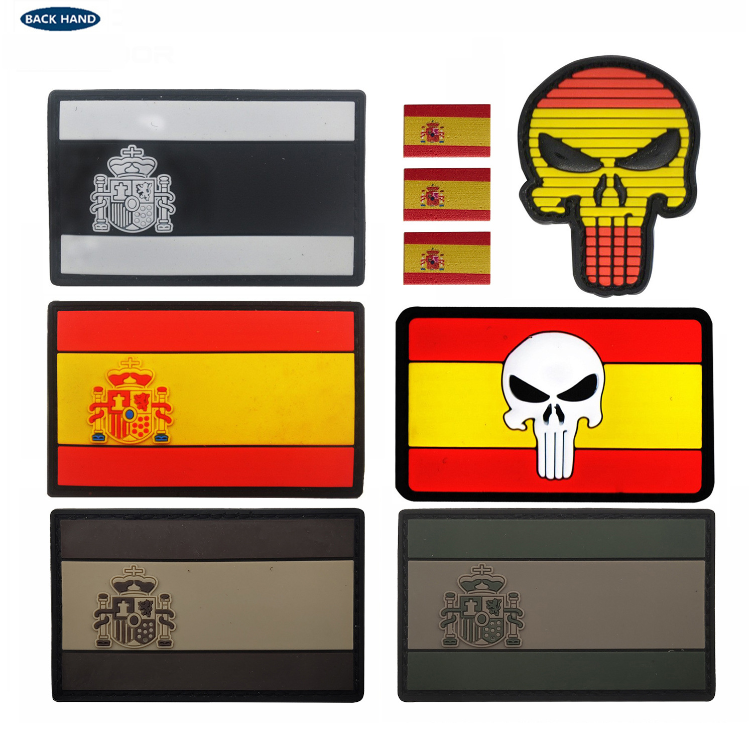 Bordado de suministro de comercio electrónico transfronterizo brazalete español España etiqueta de tela parche bordado sello moral de velcro