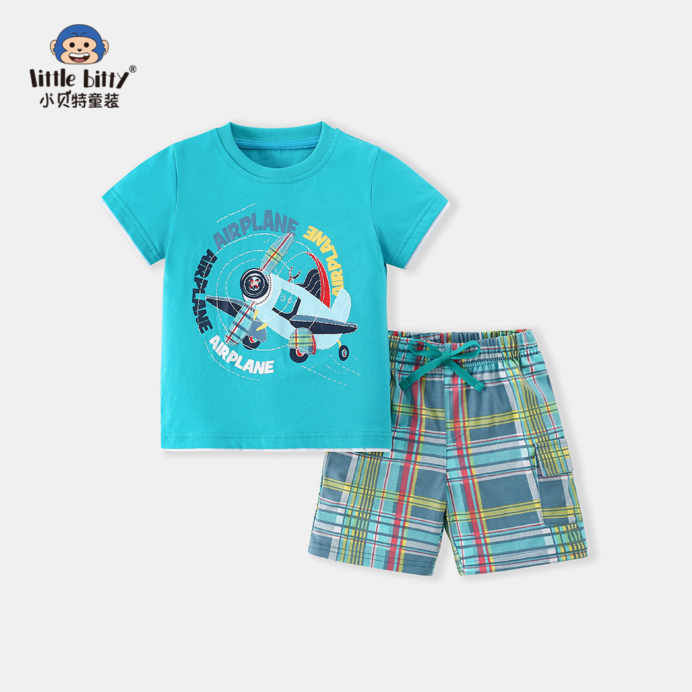 Children's Clothing Boys' Summer Suit Kidsren's 2025 New Baby Pure Cotton Thin Short-Sleeved T-Shirt Clothing Cross-Border Exclusive Supply