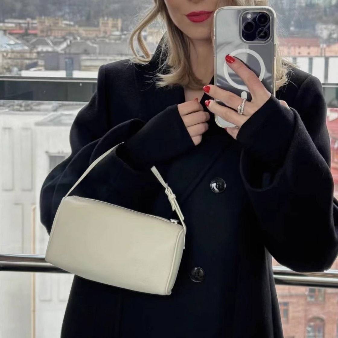 Genuine Leather Mini Shoulder Bag 90s Suede Underarm Handbag_voghion.com