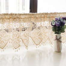 美式复古钩针拼接半帘乡村田园短帘小窗户免打孔门帘短帘