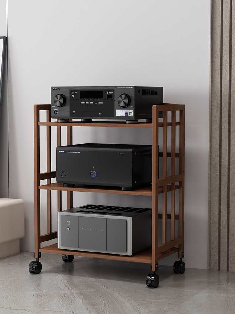 功放架音响机柜胆机机箱音箱支架落地移动置物架hifi器材架竹