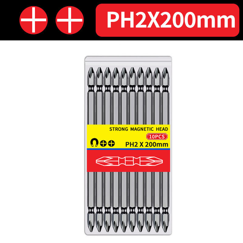 Puntas de destornillador genuinas en forma de cruz en una caja, acero de tungsteno magnético resistente, puntas de destornillador ultraresistentes, puntas planas y Phillips de doble propósito para taladros eléctricos y herramientas neumáticas.