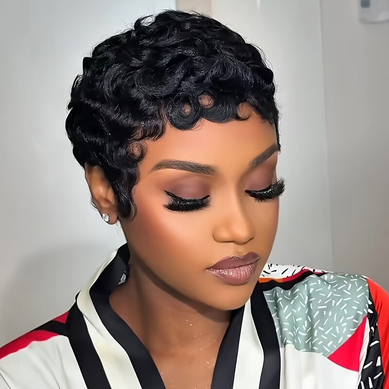 6inch wave pixie cut wig human hair 2025跨境热销款外贸热销|undefined