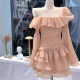 2024 Summer New Design Sense Korean Style off-shoulder Skirt Women's High-end Sense Elegant Ruffled Waist dress