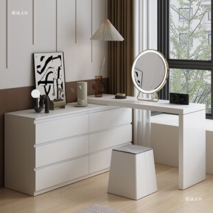 Corner Dresser Bedroom Modern Simple Cyber Celebrity Makeup Table Desk Makeup Table Integrated Dual-purpose Light Luxury Six-drawer Cabinet