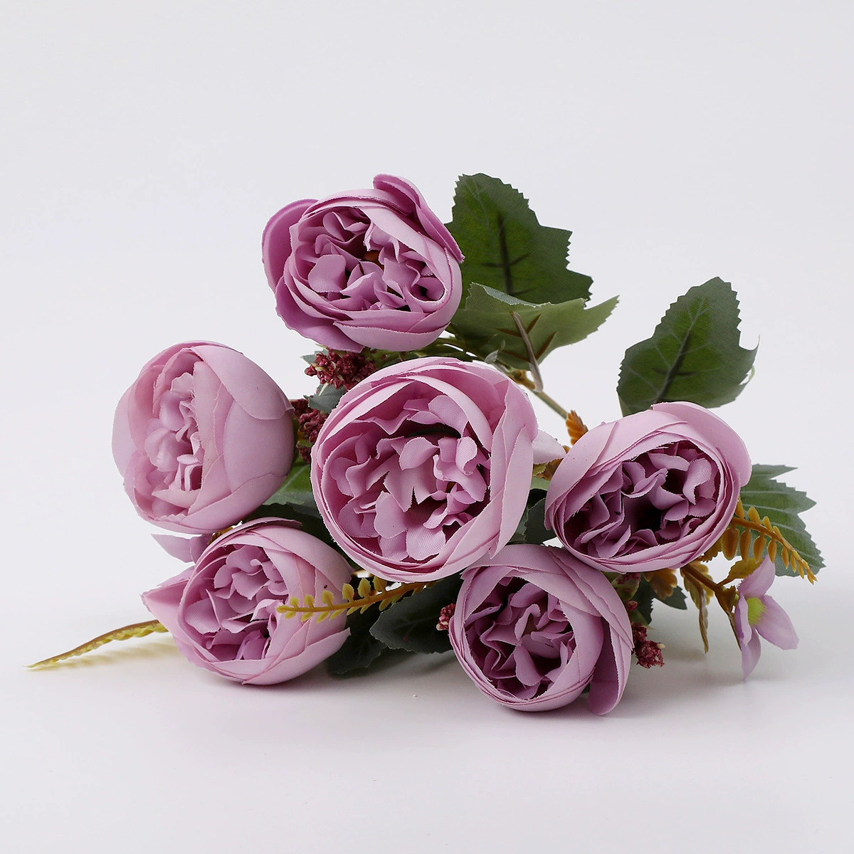 European-style living room artificial flowers fake flower bouquet 6-fork tea buds home decoration TV cabinet bedroom bedside floral ornaments