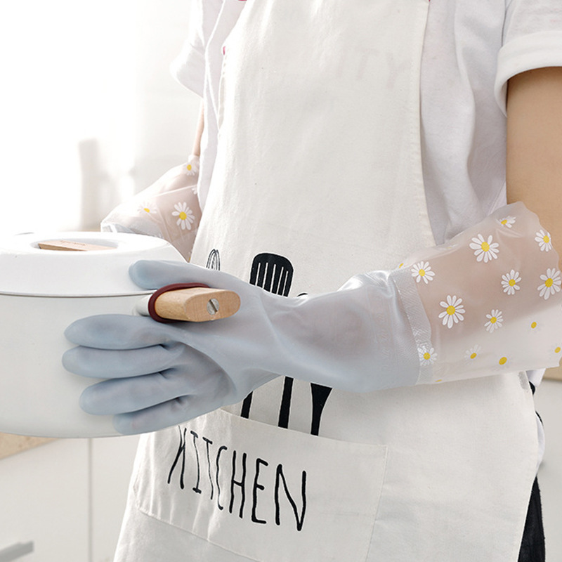 Guantes para lavar platos guantes de goma para el hogar con cordón duradero para mujeres resistentes al desgaste Limpieza de cocina goma látex limpieza antideslizante