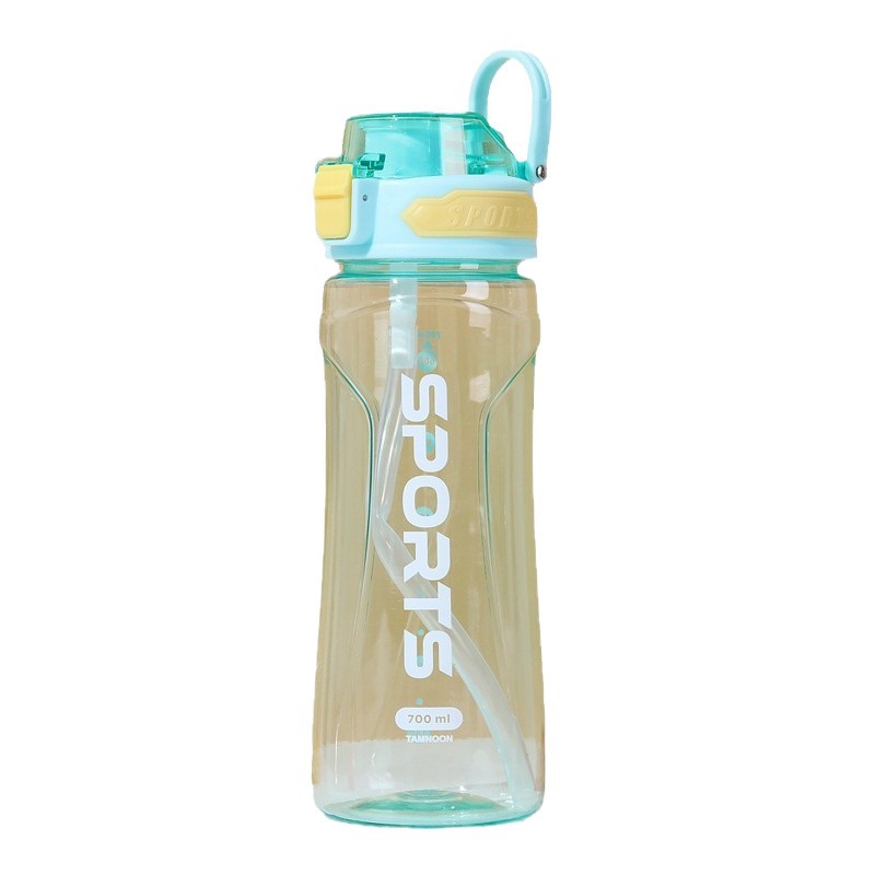 Nuevo tipo transfronterizo simple de plástico transparente con cubierta portátil taza de agua deportiva taza de espacio taza de agua fría taza de fitness taza de agua