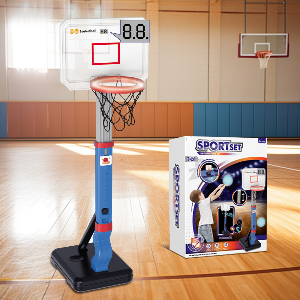 Soporte de baloncesto de piscina 4 en 1 transfronterizo, juego de puntuación de iluminación de juguete, anillo de iluminación, juego de deportes al aire libre de béisbol