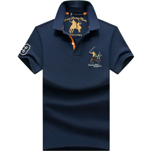 High-end brand Paul polo shirt for men, summer collarless short-sleeved T-shirt for men, pure cotton large size T-shirt