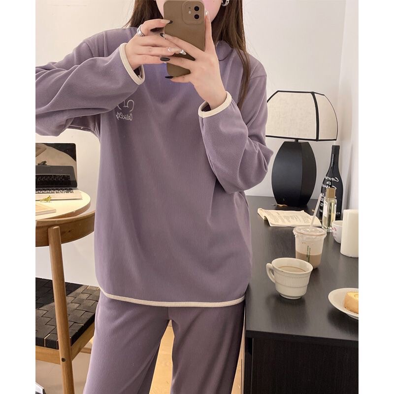 Cross-Border Live Broadcast Pajamas for Women, Autumn and Winter Hot-Selling German Velvet Round Neck Sweet and Warm Heated Outerwear Home Wear Women's Two-Piece Set