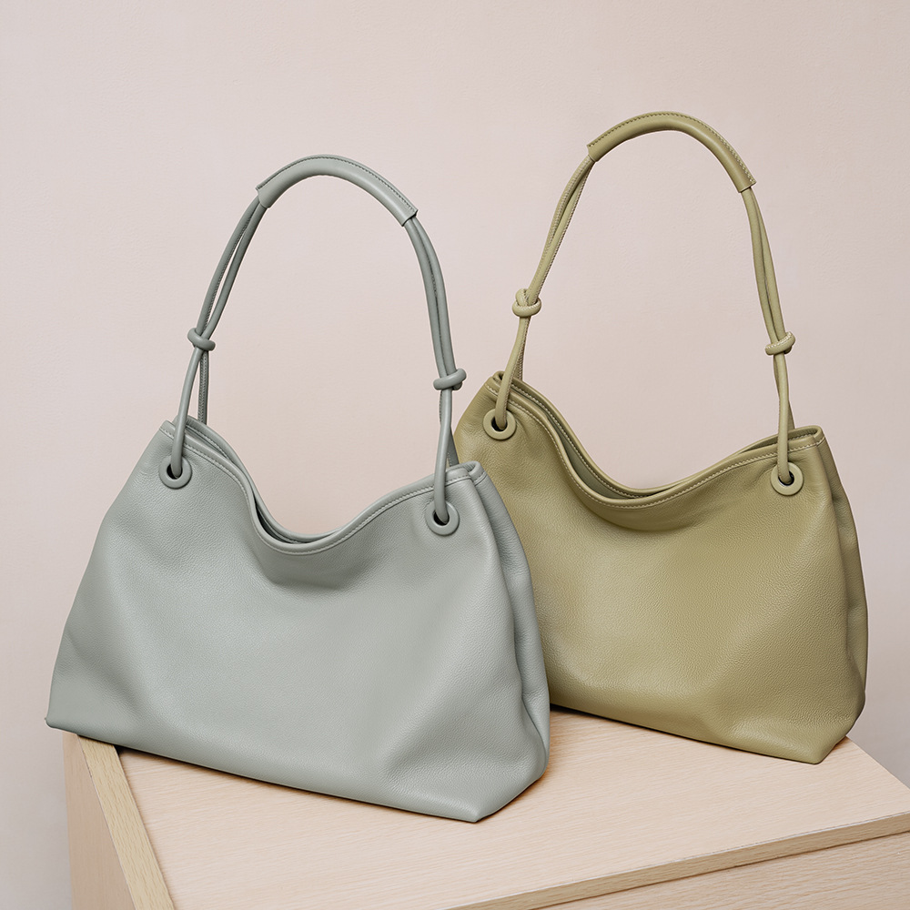 Niche Design Minimalist Shoulder Tote Bag Large Capacity Women's Underarm Bag Premium Genuine Leather Commuter Handbag - Thumbnail 2