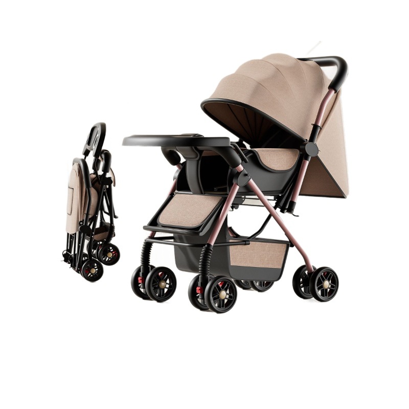 Carrito de bebé 0 a 3 años de edad ligero plegable bebé paseo bi-direccional de cuatro ruedas alto paisaje carro de cuatro ruedas