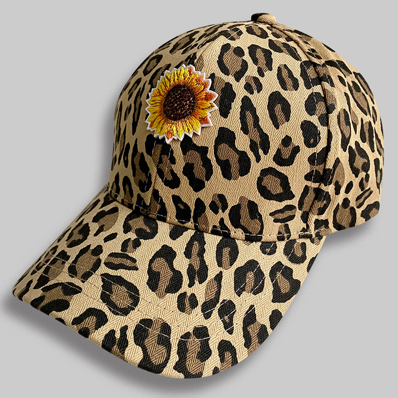 Women's Fashion Sunflower Leopard Embroidery Baseball Cap display picture 2