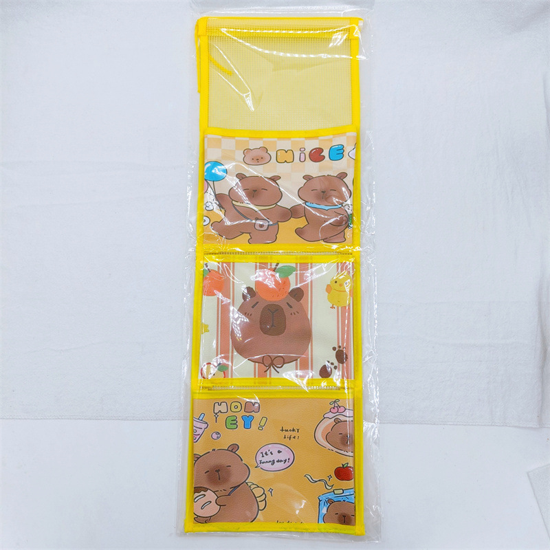 캐릭터 3칸 벽걸이 수납포켓 문뒤 소품 정리함 17x52cm