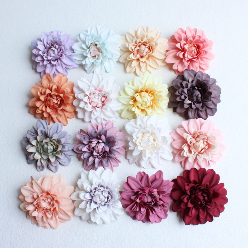 Imitation flower head Dahlia wedding flower wall decorative flowers DIY handmade material hat flower clothing accessories wholesale Imitation flower head Dahlia wedding flower wall decorative flowers DIY handmade material hat flower clothing accessories wholesale