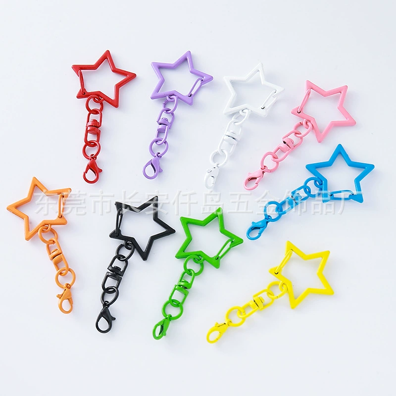 Красочная окрашенная звезда из цинкового сплава с пряжкой в ​​виде восьмерки, 12 застежек-лобстеров, подвеска для игрушек в стиле аниме «сделай сам», брелок с пятиконечной звездой.