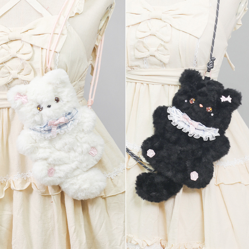 二次元ガールハートバッグぬいぐるみ猫かわいいクロスボディバッグコミコンy2k日本ロリータ人形バッグ|undefined