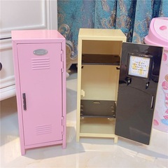 金属デスクトップ化粧品収納ボックスエリック小屋マルチカラー収納キャビネット少女収納鉄製ロック付き