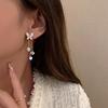 Advanced earrings, high-end, Japanese and Korean, light luxury style, double wear, diamond encrusted