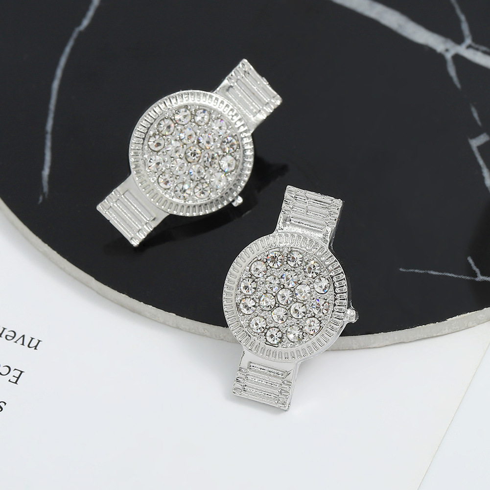 Hip-hop Alloy Diamond-studded Dial Earrings display picture 6