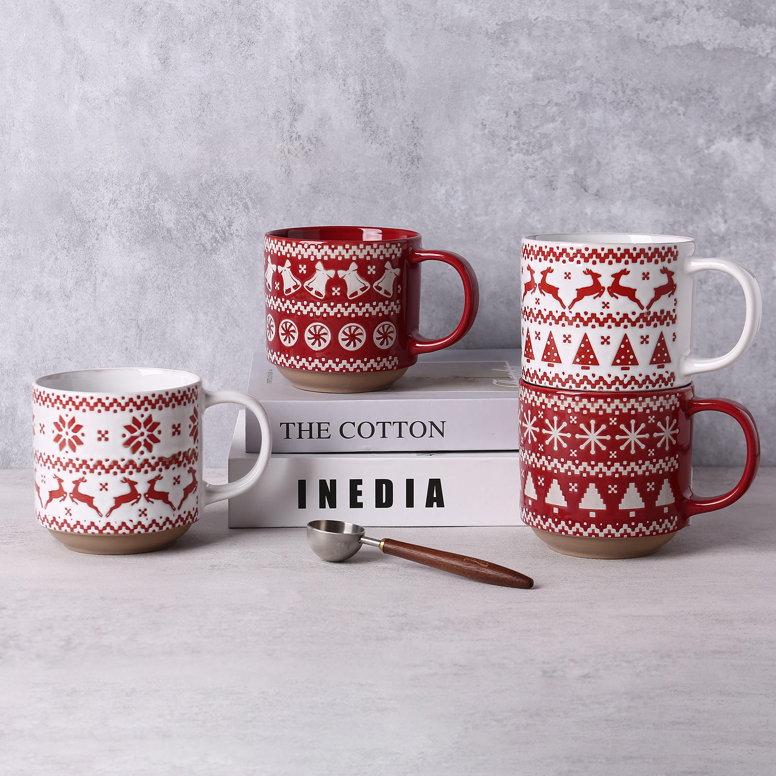 Taza de café de Navidad taza de cerámica merryVintageChristmasCupCeramicmug taza lujosa