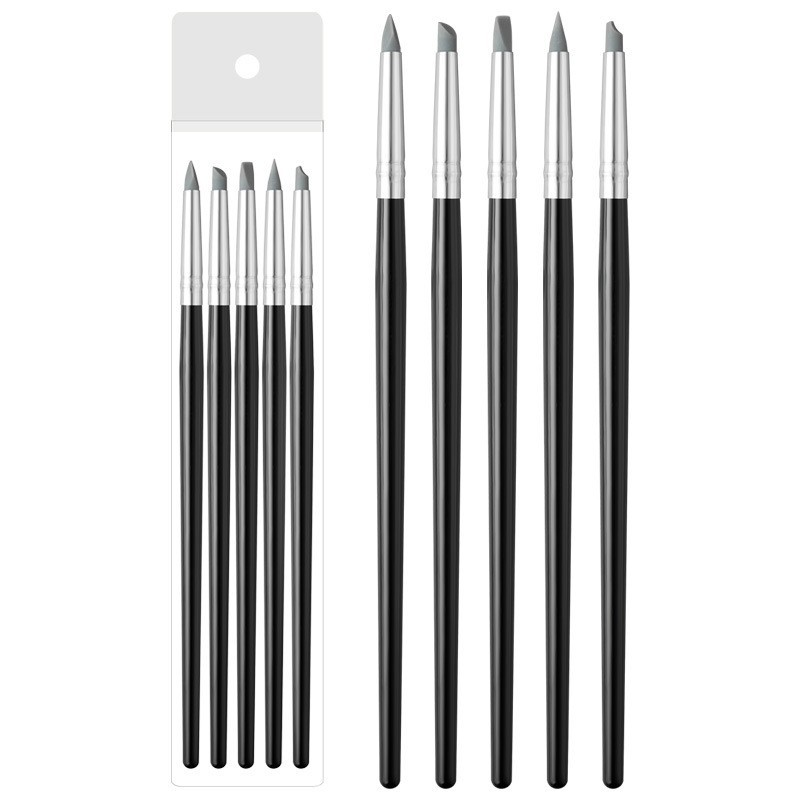 Juego de 5 bolígrafos de doble punta de madera para puntuar y marcar Herramientas para uñas Venta al por mayor de fábrica