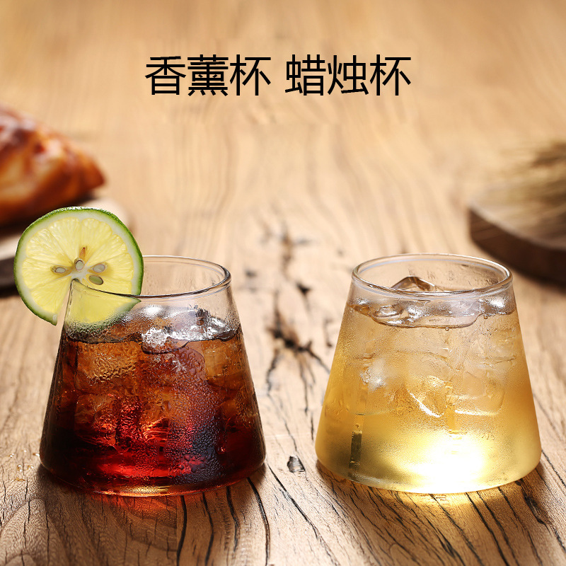 High Borosilicate Transparent Glass Household Single-Layer Cup Mount Fuji Cup Aromatherapy Cup Candle Cup Kitchen Breakfast Cup Milk Cup