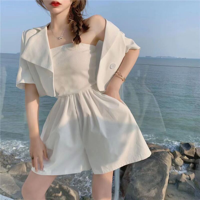 Suit Jacket Summer Women's Thin 2022 New Casual Elegant Short-sleeved White Short Suit Top