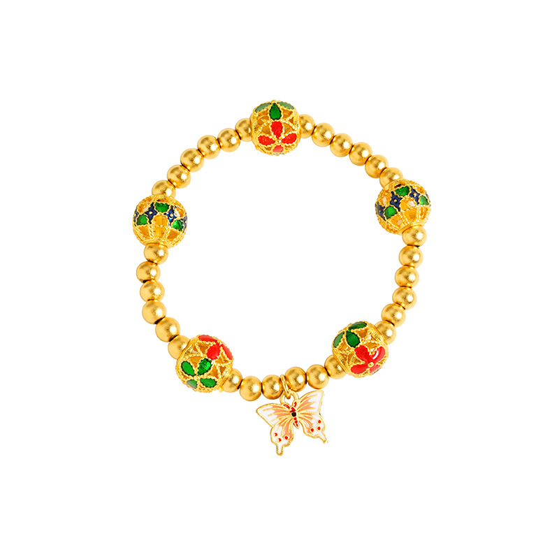 Vietnam oro de arena alta sensación de goteo de aceite esmalte hueco brazalete mariposa hortenida no se desvanecerá fabricantes al por mayor