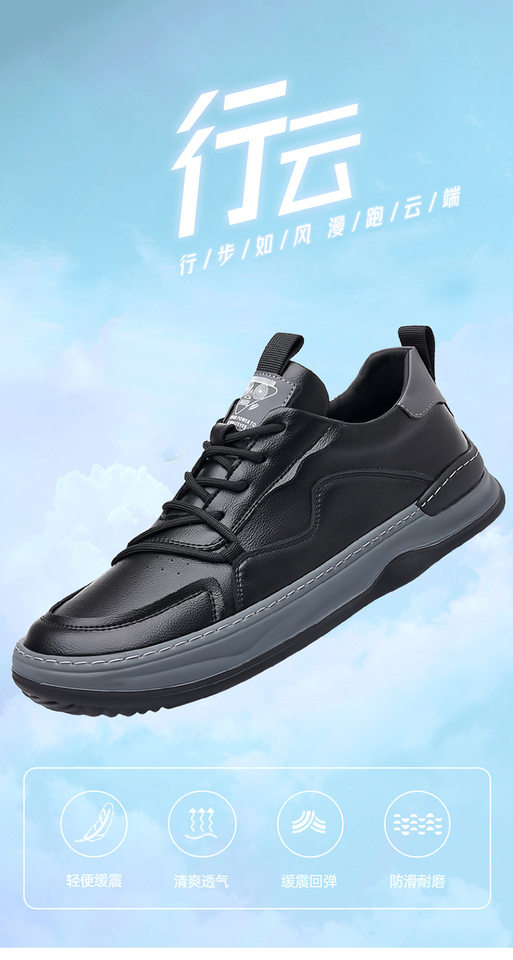 Giày sneaker nam da bò thật mũi tròn, đế bằng chống trượt, thoáng khí, phối đồ dễ dàng — Dép sandal -1 màu trắng, Dép sandal -1 màu đen, Giày bệt màu trắng, Giày bệt màu đen chi tiết 2