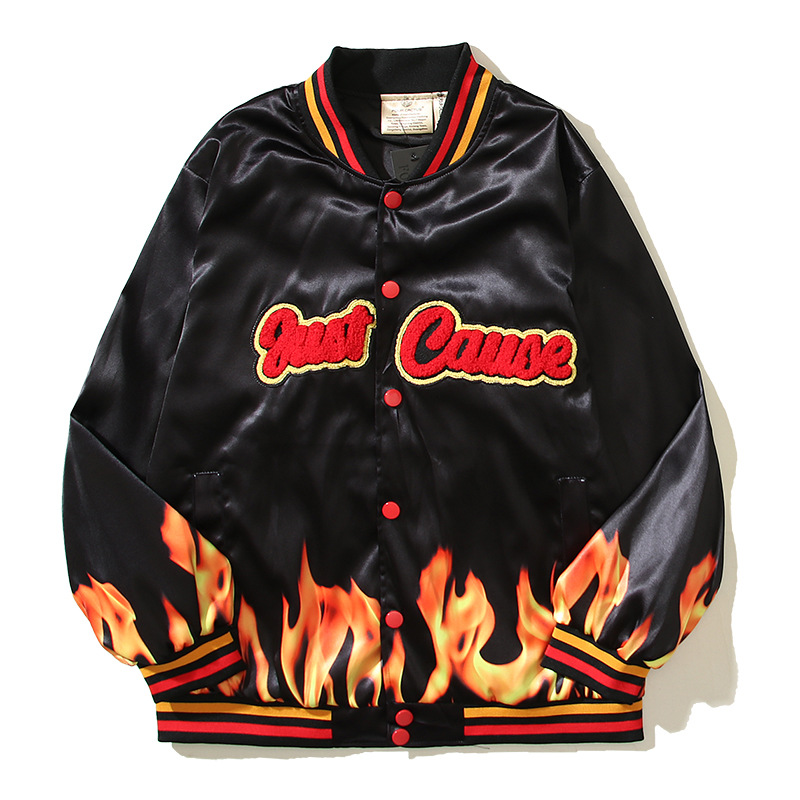 Herrenbekleidung Ins Super Hot Vintage Basketball Retro Handtuch Stickerei Flammendruck Sport Baseballuniform Herren Lederjacke_voghion.com