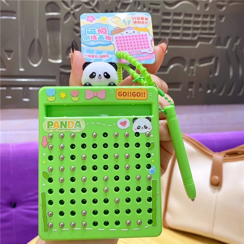 귀여운 팬더 중형 자석 강철 공 드로잉 보드-녹색