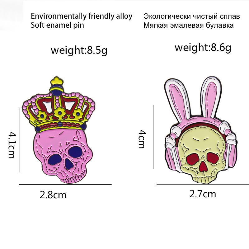 10g Weight Brooches Classification Alloy Material Halloween Festival Cartoon Character Pattern Unisex Gender Skull Design Simple Style Style Light Blue, Lilac, Rose Red Color Simple Style Pin Cartoon Character Alloy Skull Unisex Brooches 1