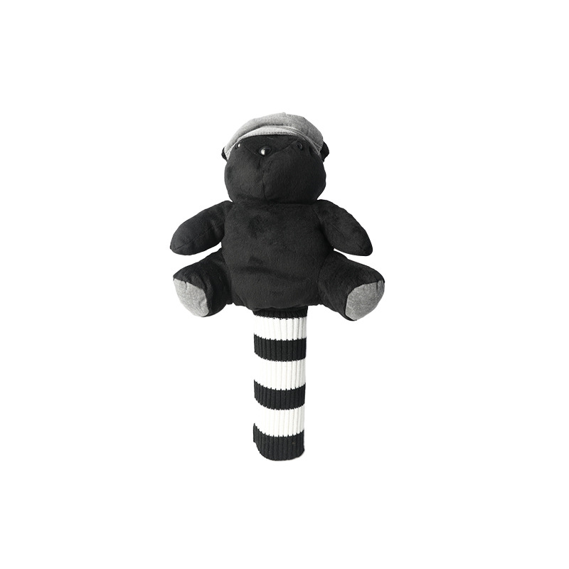 Juego de palos de peluche de animal de oso negro transfronterizo Juego de palos de golf Juego de palos de muñeca Juego de palos de lana al por mayor