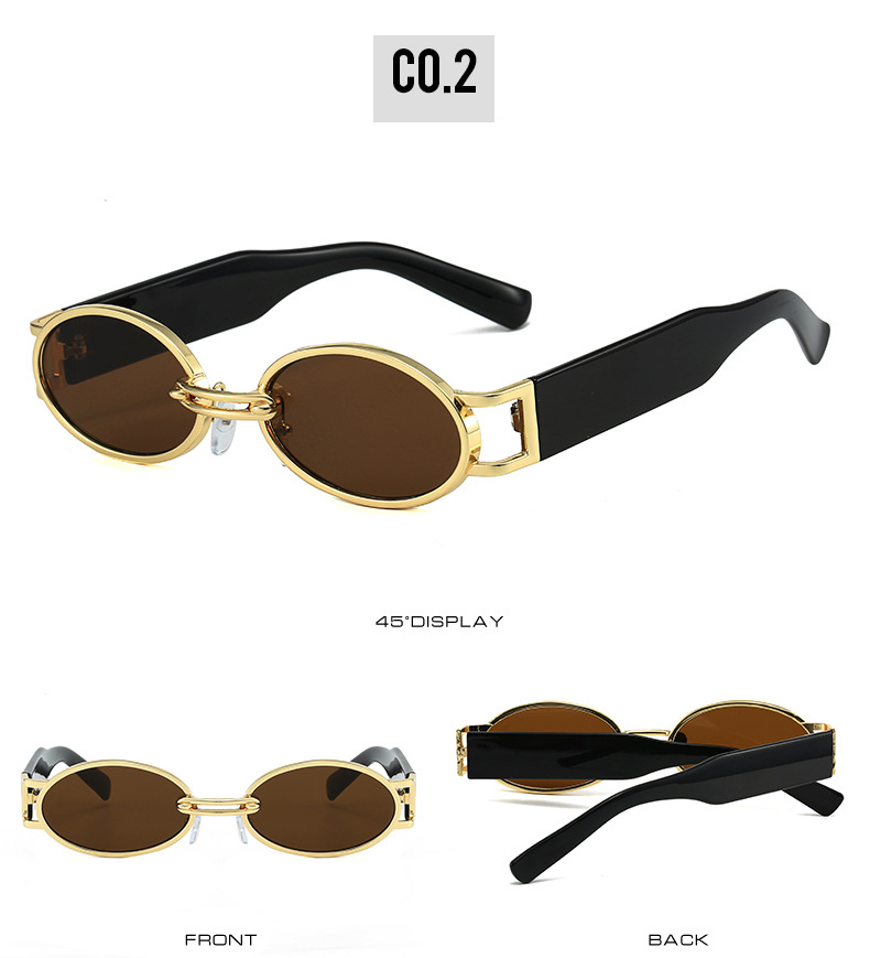 50g Weight Full Frame Glasses Structure Sunglasses Classification PC, UV400 Protection Lens Material Oval Frame Glasses Style Travel, Daily Occasion Geometric Pattern Unisex Gender Hip-Hop, Streetwear Style Grey, Gold Color Hip-Hop Streetwear Geometric PC UV400 Protection Oval Frame Full Frame Women's Sunglasses 6