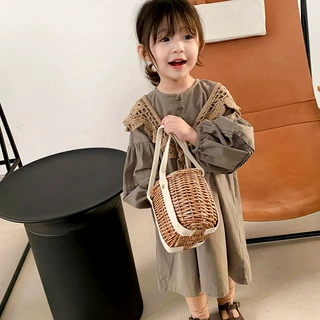 女童裙子淑女范花边披肩连衣裙公主裙2026春夏装新款外贸童装代发