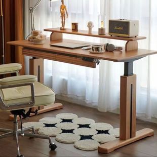 Moroccan Cherry Wood Smart Dual Motor Adjustable Table | Healthy Office Study