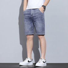 浅色牛仔短裤男2024年新款弹力舒适潮流中裤青年宽松直筒五分裤