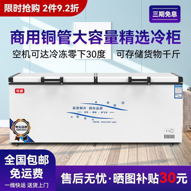 冰柜商用大容量冰箱家用冷藏保鲜冷冻两用铜管卧式冷柜单双温雪柜